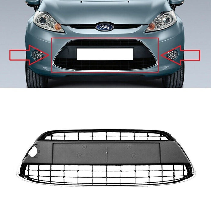 FOR FORD FIESTA MK7 2008 - 2013 NEW FRONT BUMPER CHROMED CENTER RADIATOR GRILL