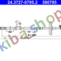 RIGHT HANDBRAKE CABLE REAR R 1814MM FITS FOR CHEVROLET CRUZE OPEL ASTRA J