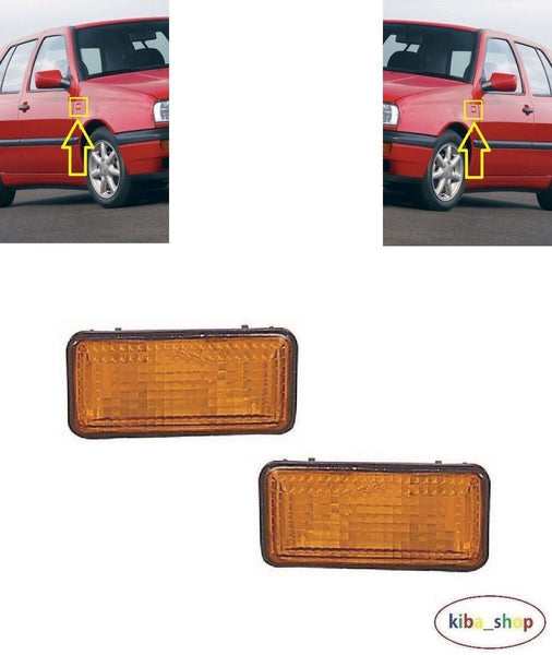 FOR VW GOLF MK3 92-96 SIDE INDICATOR REPEATER AMBER PAIR L+R