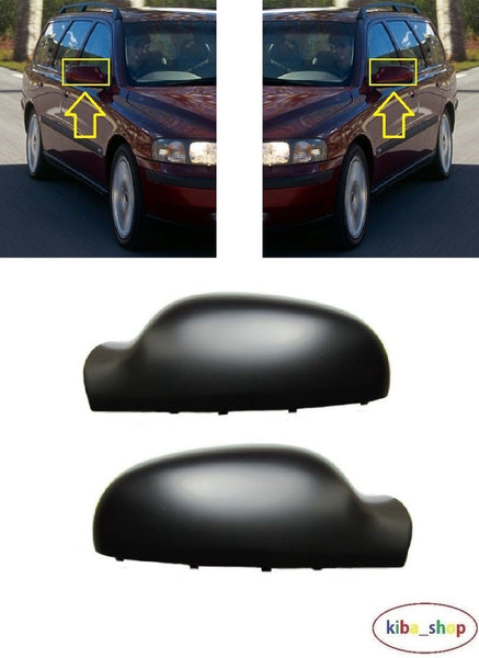 FOR VOLVO V70 2000 - 2004 NEW WING MIRROR COVER CAPS BLACK PRIMED LEFT + RIGHT