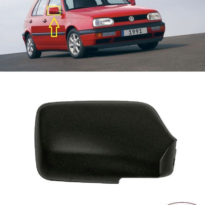 FOR VW GOLF MK3 III 92-98 WING MIRROR COVER CAP BLACK RH DRIVER