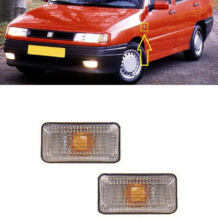 FOR SEAT TOLEDO 1L 1991 - 1995 2X NEW SIDE INDICATOR REPEATERS PAIR L + R WHITE