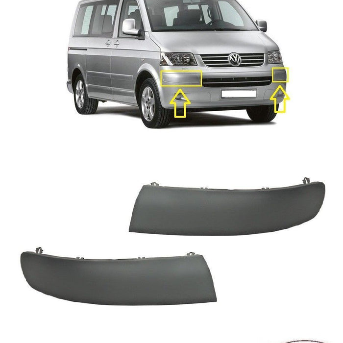 FOR VW MULTIVAN T5 2003-2009 NEW FRONT BUMPER MOULDING TRIM PRIMED LEFT + RIGHT