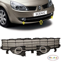 FOR RENAULT SCENIC II mk2 06-09 FRONT BUMPER LOWER GRILL SET BLACK/SILVER NEW