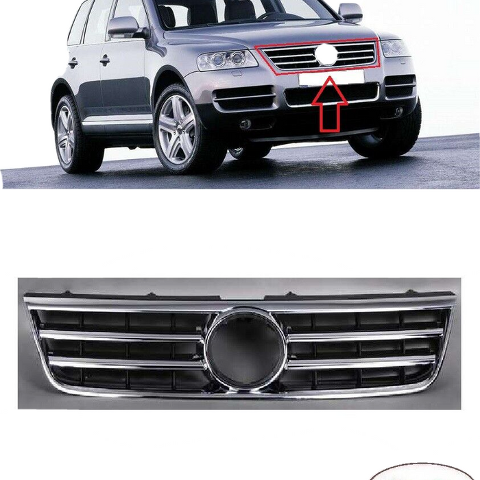 FOR VW TOUAREG 2002 - 2006 NEW FRONT BUMPER CENTER RADIATOR GRILLE GRILL CHROMED