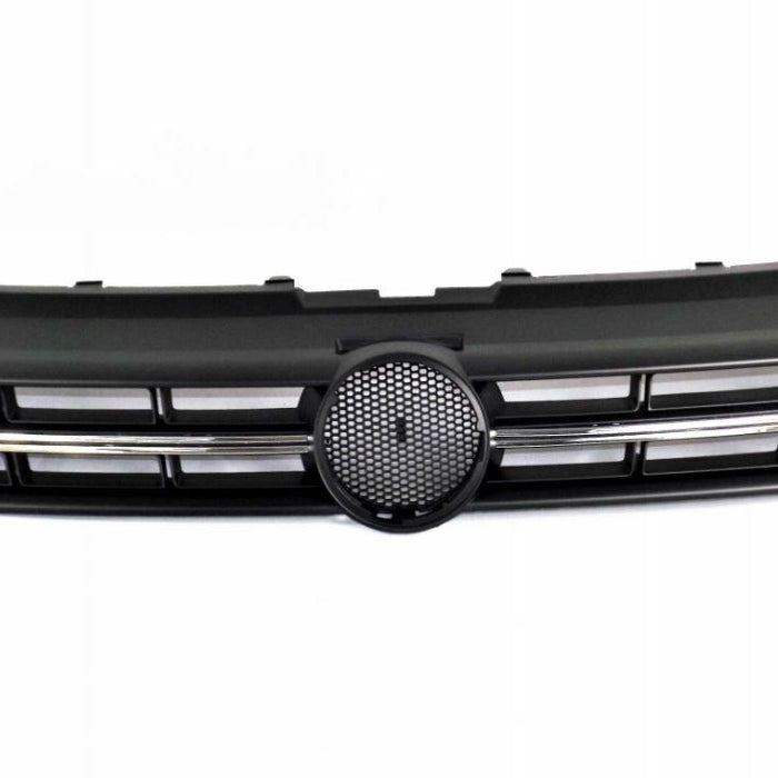 FOR VW POLO 6R 2009 - 2014 FRONT UPPER MAIN GRILL BLACK WITH CHROME MOULDING