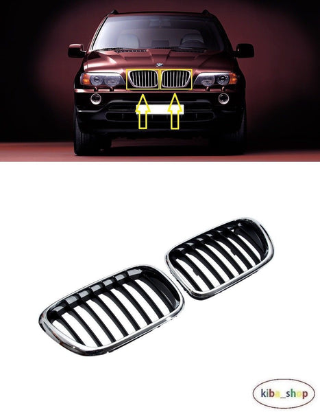 FOR BMW X5 E53 00-03 FRONT BUMPER UPPER RADIATOR GRILLS L+R