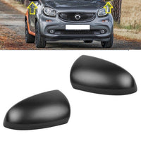 FOR SMART FORFOUR 2014-WING MIRRORS COVER CAP BLACK LH+ RH